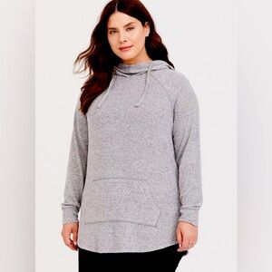 NWT Torrid Cozy Cowl Neck Hoodie Gray Sweater Size 4